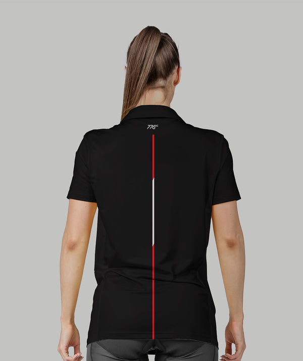 Women's Essendon Rowing Club Polo SS - Black/Red