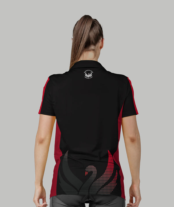 Women's Maroochy River Rowing Club Polo SS - Black/Red