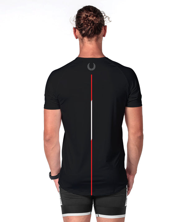 Men's Essendon Rowing Club Performance T-Shirt SS - Black/Red
