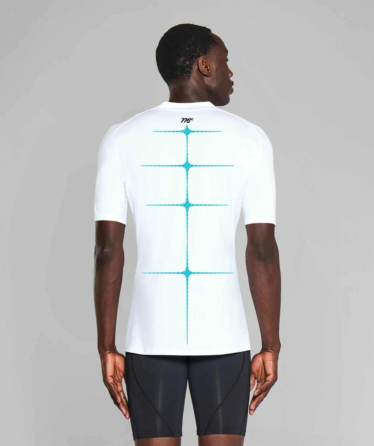 Men's Motion Pro Base Layer SS - White/Aqua