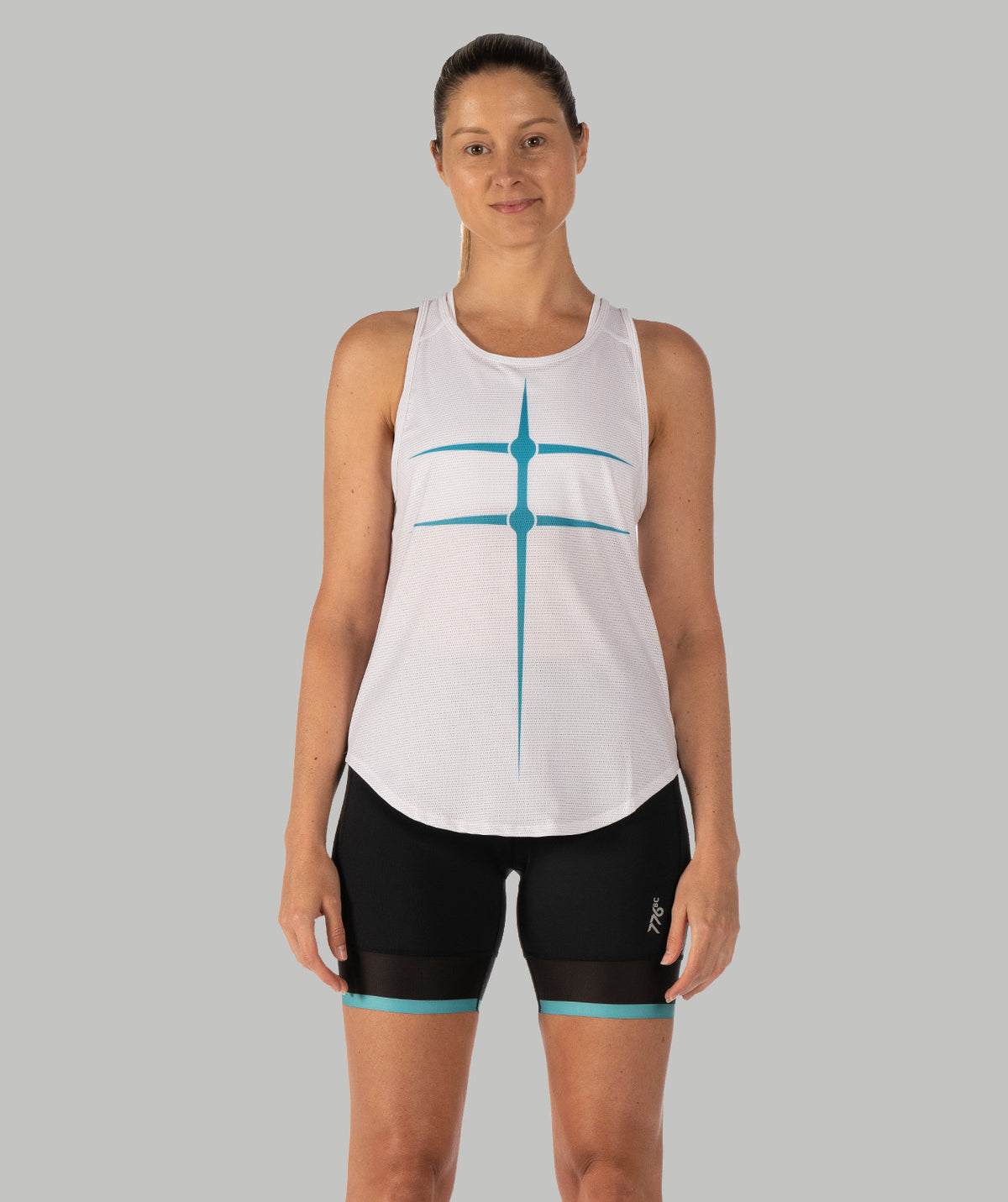 Women's Motion Pro Training Tank - White/Capri