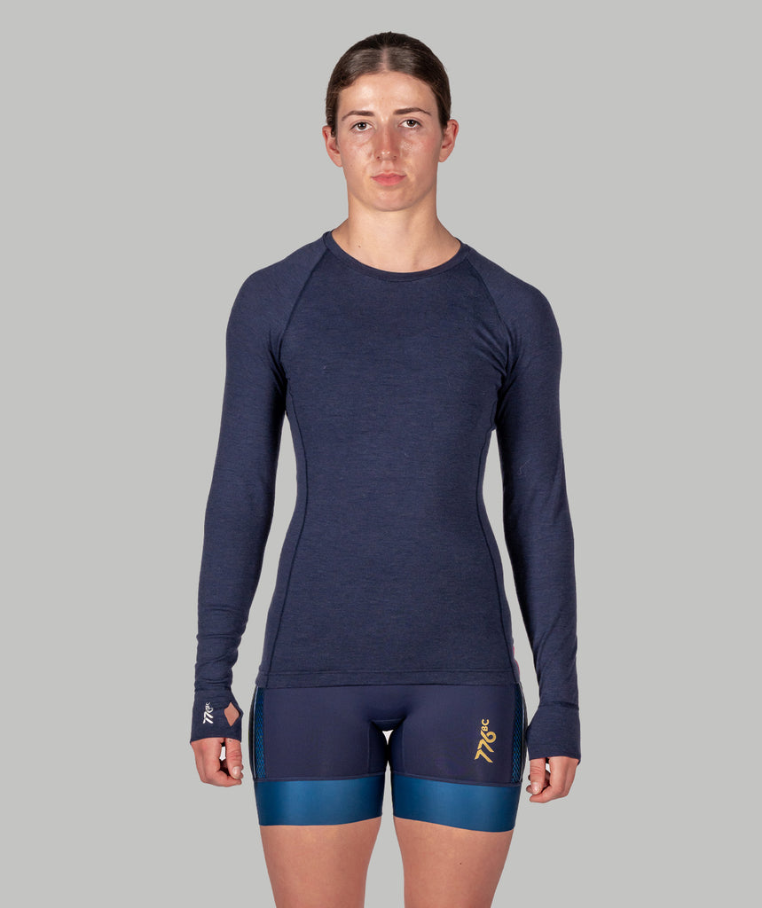Women's Wreath Pro-Merino Crew - Navy