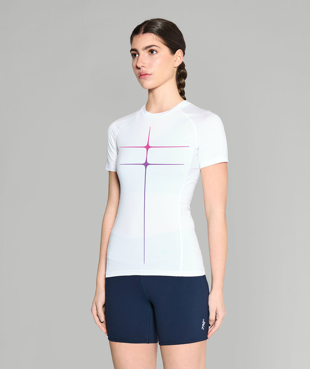 Women's 776BC Vivid Motion Base Layer SS - White/Pink/Violet