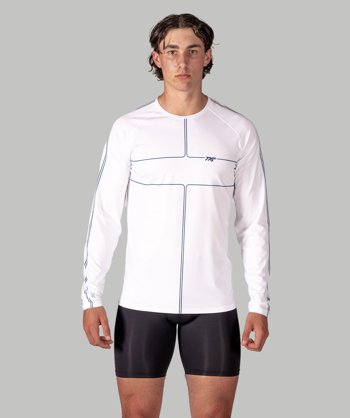 Men's Motion LS Training Base Layer - White/Navy
