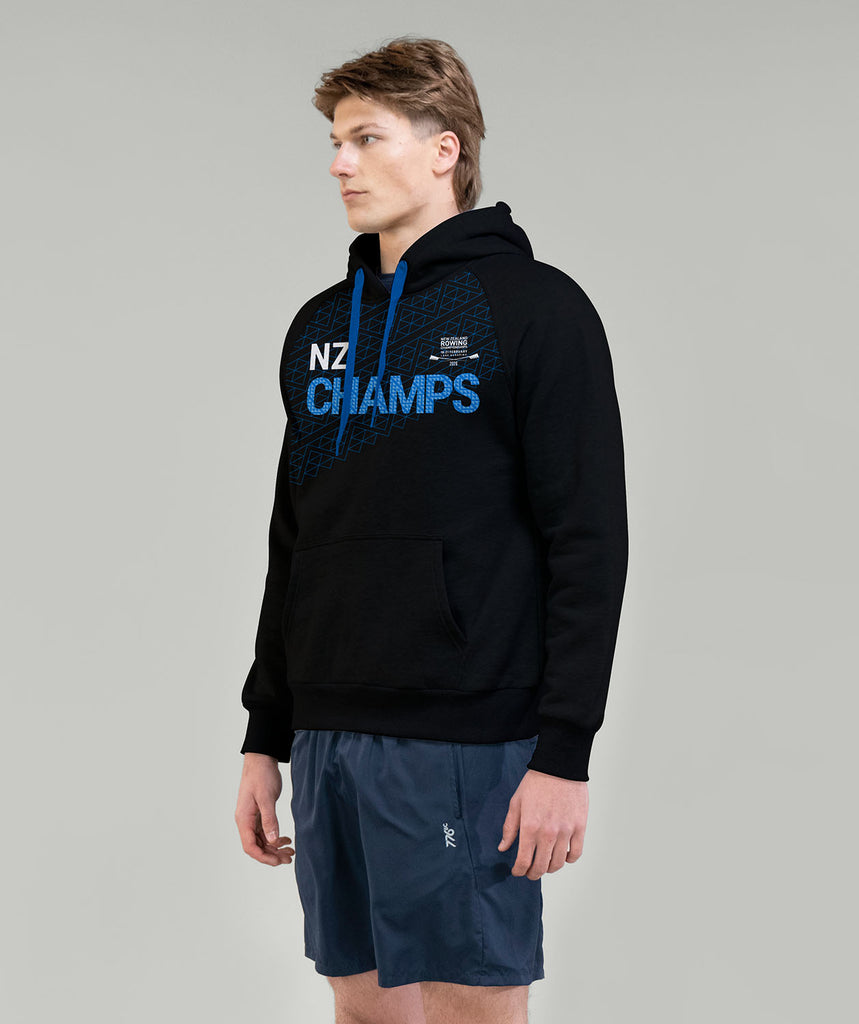 Unisex Rowing New Zealand NZ Champs 2026 Pop Over Hoodie - Black/Blue