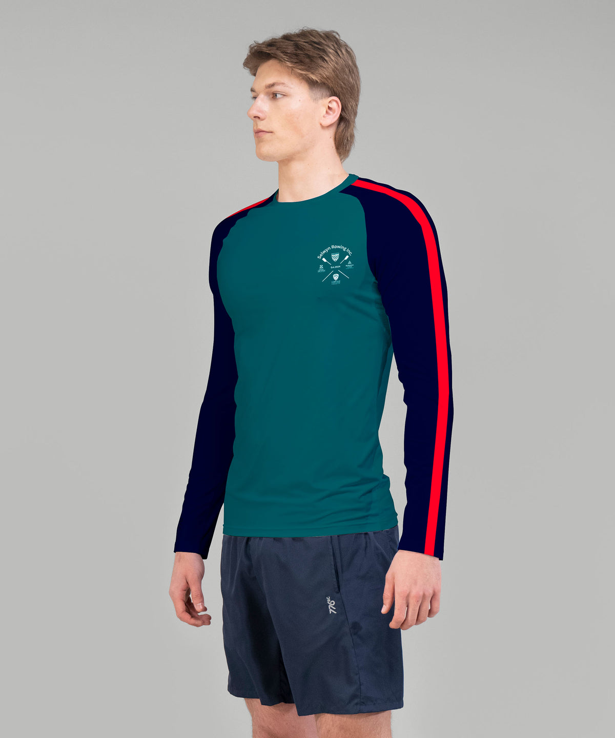 Men's Selwyn Rowing Base Layer LS - Navy/Green
