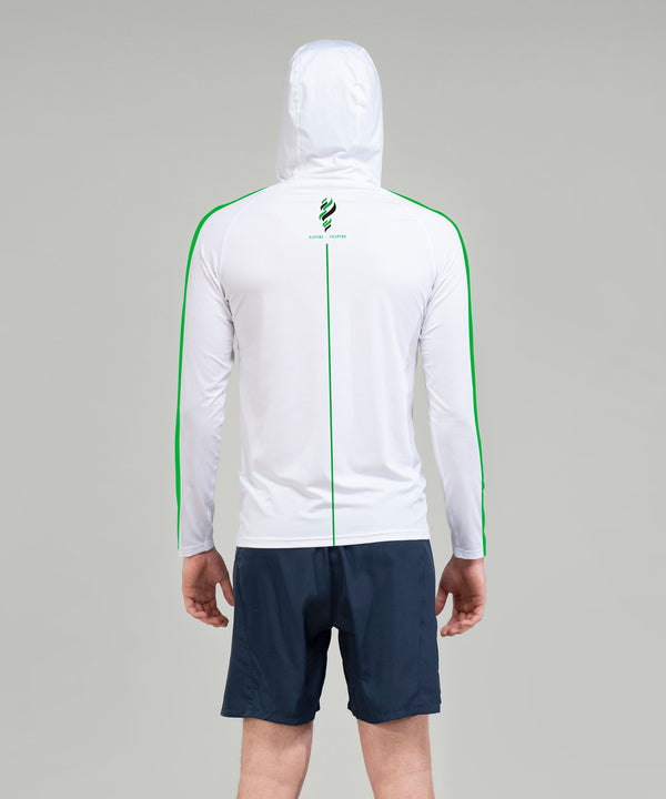 Men's Wainuiomata Sun Hoodie LS - White/Green