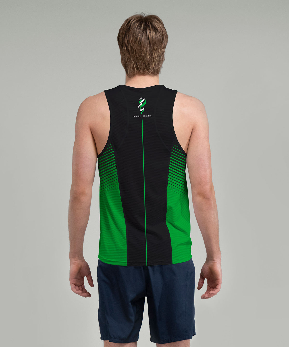 Men's Wainuiomata High School Performance Tank - Black/Green