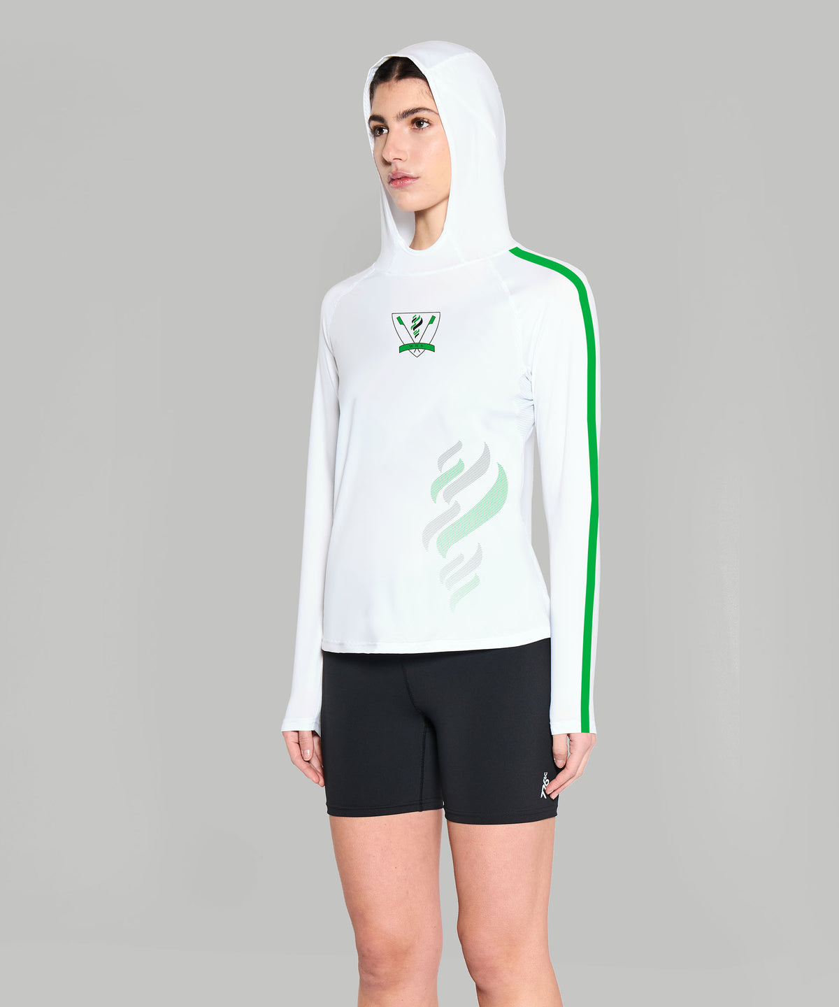 Women's Wainuiomata Sun Hoodie LS - White/Green