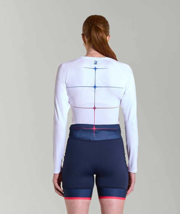 Women's Motion Pro Base Layer LS - White/Cobalt Multi