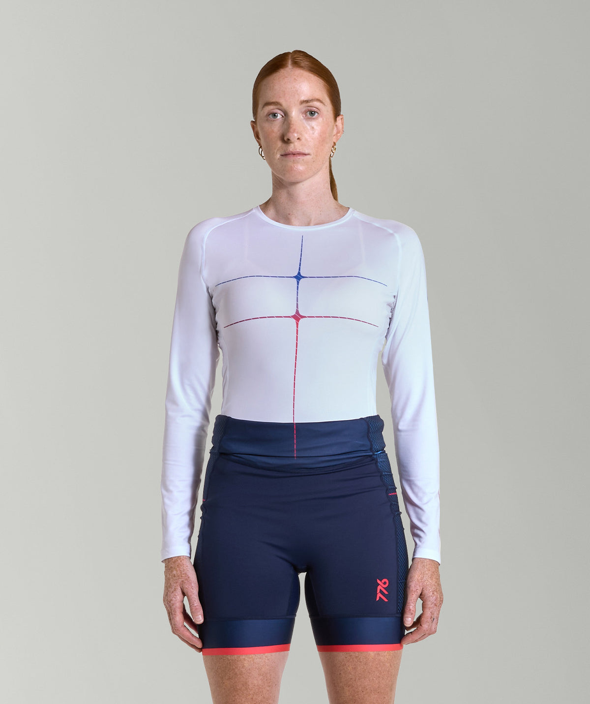 Women's Motion Pro Base Layer LS - White/Cobalt Multi