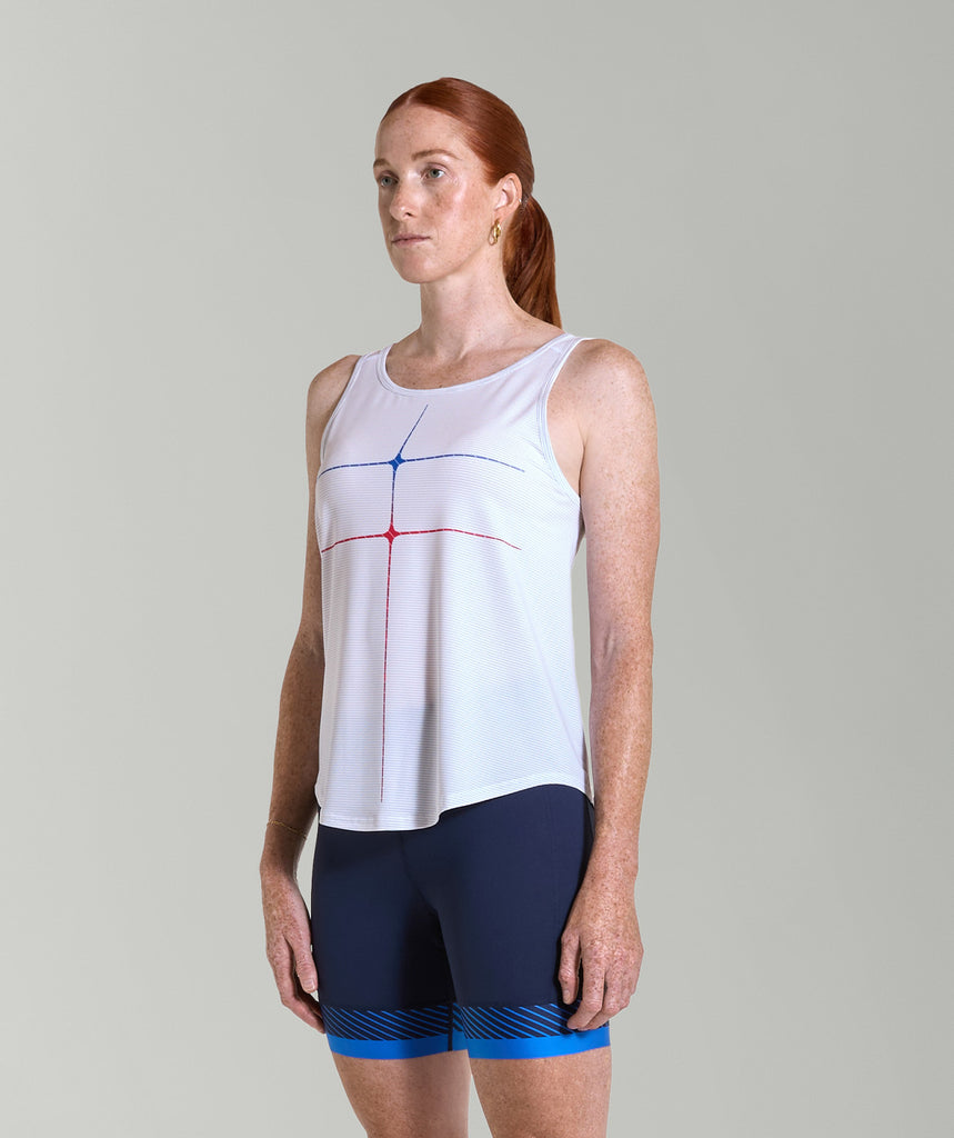 Women's Motion Pro Training Tank - White/Cobalt Multi