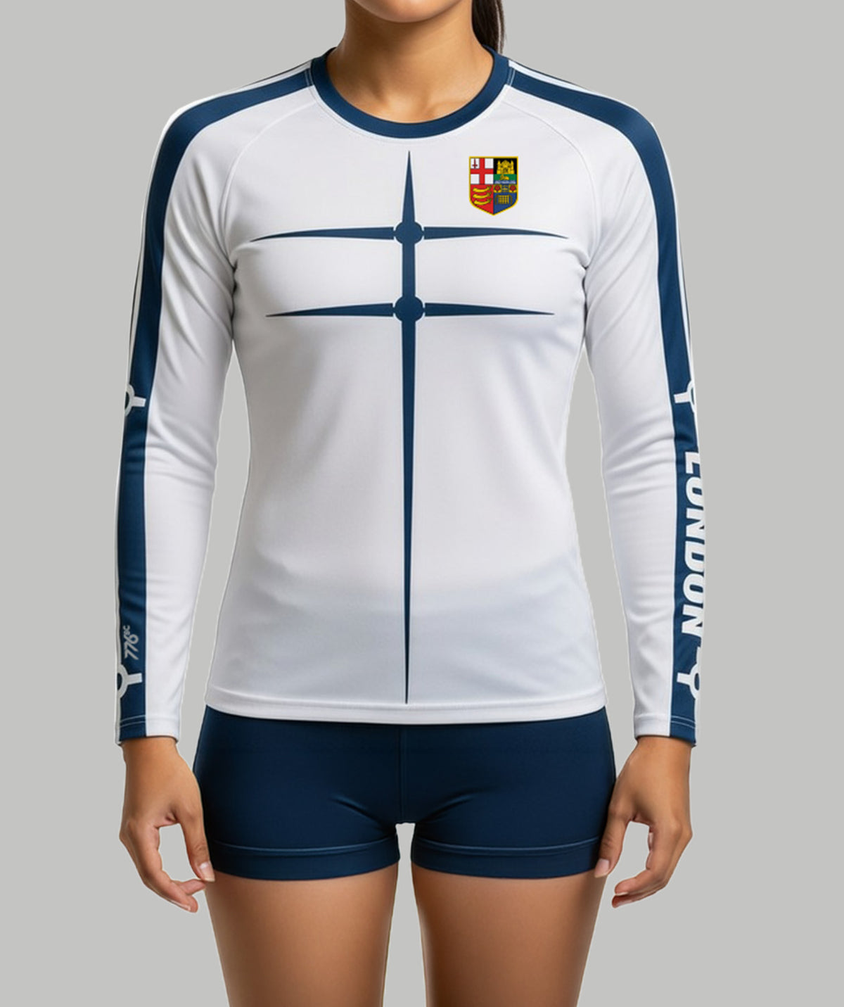 Women's London Rowing Club Active T-Shirt LS - White/Blue